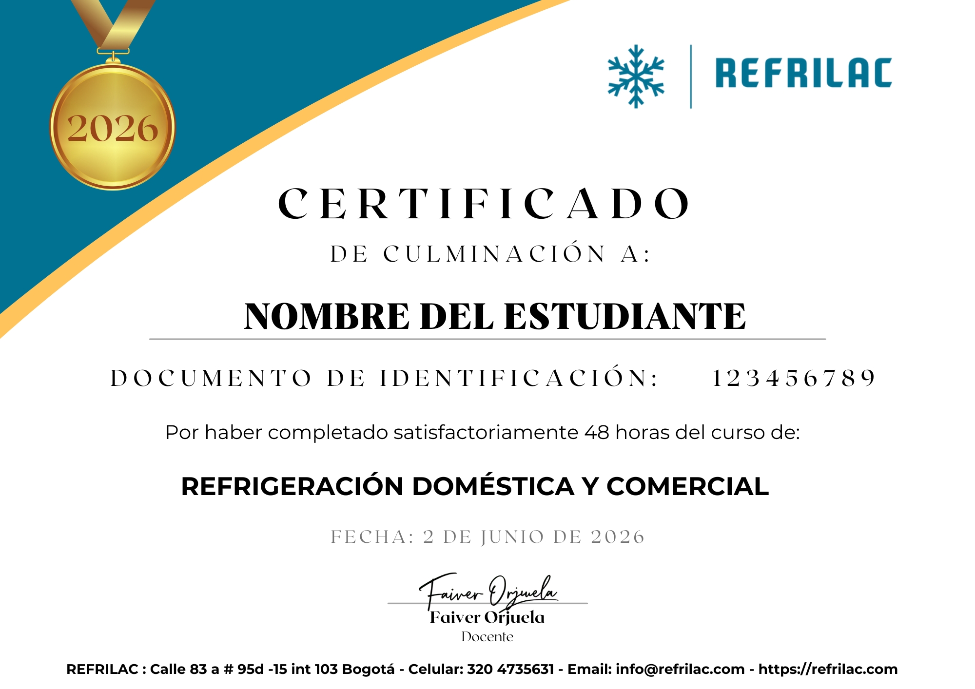 certificado curso de refrigeracion domestica y comercial en bogota